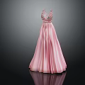Elegant Pink Evening Dress With Beaded Bodice And Pleated Skirt