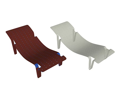 Brown and White Lounge Chairs with Dotted Pattern and Unique Backrest Design 3d model