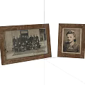 Rustic Wooden Photo Frames with Vintage Group and Single Portrait 3d model
