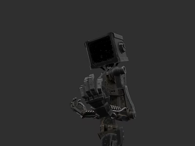 Game and Movie Robot Character With Square Head Mechanical Arms and Metallic Texture 3d model