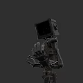 Game and Movie Robot Character With Square Head Mechanical Arms and Metallic Texture