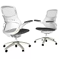Modern Mesh Back Office Chair With Black Seat Armrests And Silver Base