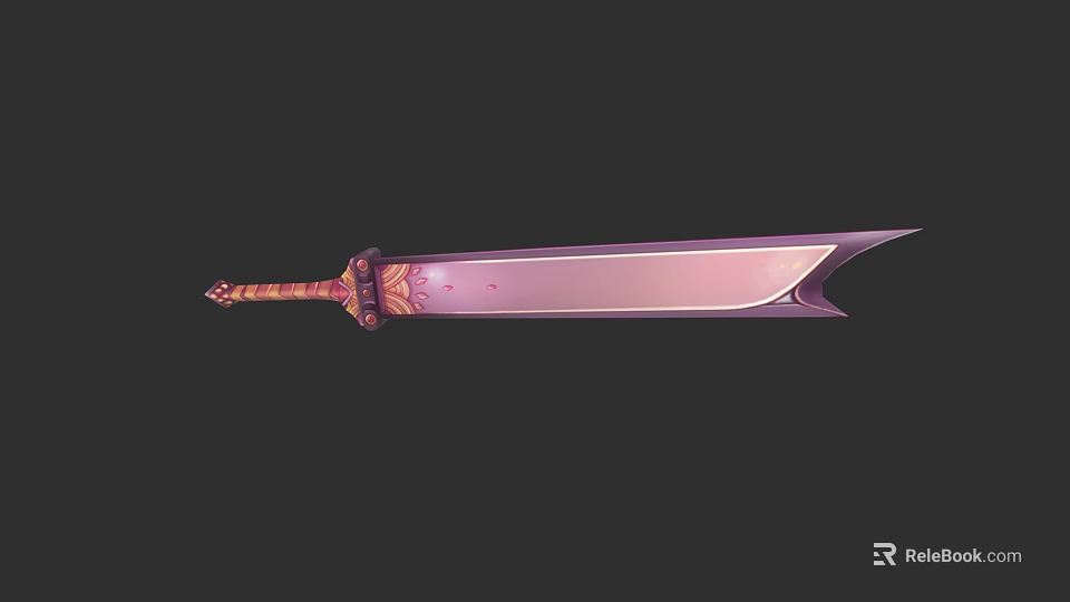 Pink Blade Weapon With Decorative Hilt And Intricate Ornate Design 3d model 