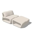 Modern Single Sofa With Curved Design And Light Fabric Upholstery Interior 3d model