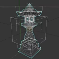 Traditional Stone Lantern With Square Base And Pagoda Style Top For Garden Decoration