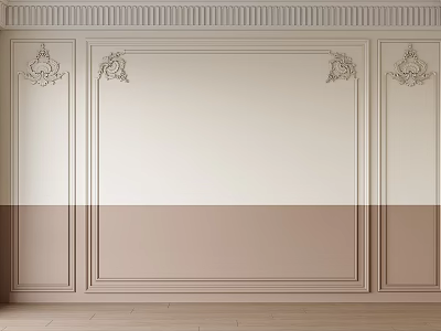 Elegant Interior Wall Design With Decorative Carvings Moldings And Beige Brown Panels 3d model