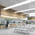 Modern Service Hall With Service Counters Waiting Seats And Digital Screens