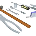 Essential Hardware Tools Including Pliers Hammer Wrench Screwdriver Tape Measure And Chisel 3d model