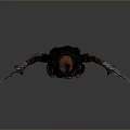 3D Fantasy Warrior Character With Wolf Companion Wearing Brown Black Armor Holding Dual Swords
