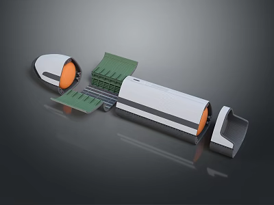Spacecraft Module With Solar Panels And Thruster Components For Cosmic Exploration 3d model