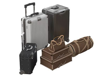 Stylish Luggage Collection Featuring Hard Shell Suitcases Handbags And Rolling Duffel Bags 3d model