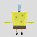 SpongeBob SquarePants Character With Big Eyes Open Arms Brown Shorts Red Tie And Blue Hat