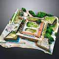 Ancient Fortress Scenic View With Encircling Walls Red Roofs And Green Vegetation