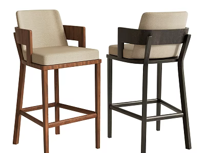 Bar Chair Bar Chair Solid Wood Bar Chair High Chair Single Chair 3d model