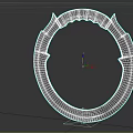 Ancient Circular Weapon with Spiked Edges and Intricate Decorative Patterns in Metallic Finish