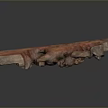 Traditional Wooden Mythical Beast Carving With Red Yellow Colors And Decorative Patterns