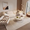 Cream style sofa coffee table combination floor lamp leisure chair decorative painting carpet 3d model