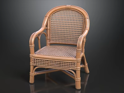 Natural Rattan Sofa And Coffee Table Set With Woven Design And Wooden Frame 3d model