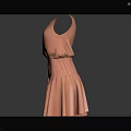 Elegant Stylish Peach Sleeveless Dress With Round Neck And Layered Skirt