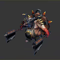 Fierce Warrior Monster Character With Spiked Shell Horns Dual Axes And Red Accents