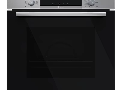 Modern Built In Oven With Silver Frame Black Glass Door And Control Panel Knobs 3d model