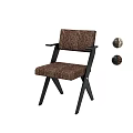 Modern Dining Chair With Wooden Frame Textured Fabric Armrest Cross Leg And Fabric Samples
