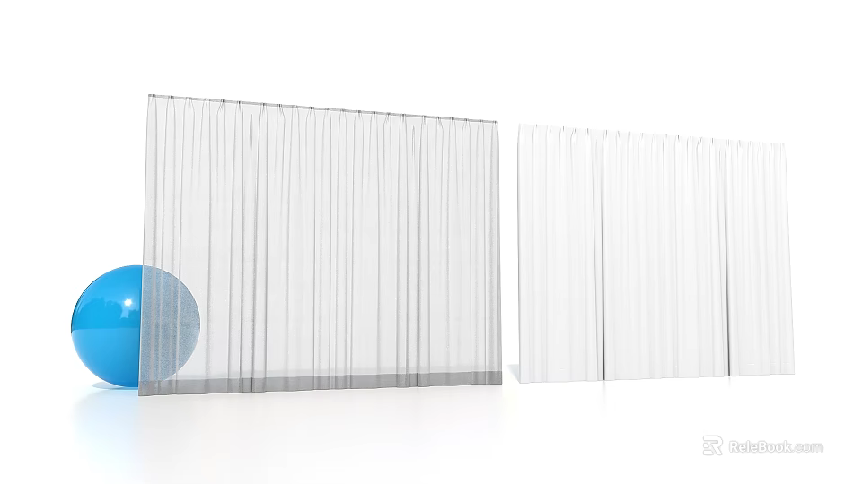 Sheer White Curtains With Two Different Transparencies And Light Filtering Design 3d model 
