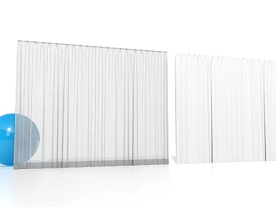 Sheer White Curtains With Two Different Transparencies And Light Filtering Design 3d model