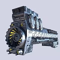 Detailed Futuristic Sci-Fi Mechanical Structure With Metallic Gear Components And Yellow Accents