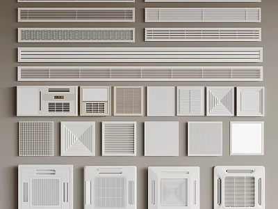 Various Styles of Air Conditioner Air Vents With Different Grille Patterns 3d model