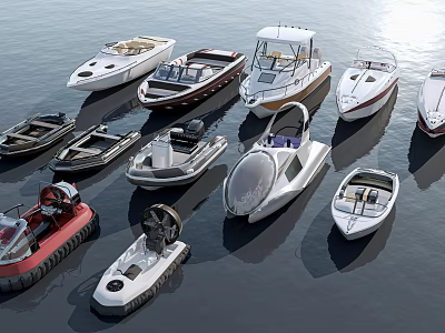A Variety of Luxury Yachts with Unique Designs on Water 3d model