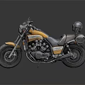 Classic Yellow and Black Cruiser Motorcycle with Chrome Saddlebags Rear Trunk and Retro Design