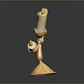 Ornate Anthropomorphic Candelabra With Three Lit Candles And Gold Base