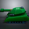 Green Tank With Long Cannon Blue Tracks And 3D Model Design Details