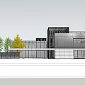 Modern Sales Office Building With Contemporary Architecture Glass Curtain Walls Spacious Windows And Clean Lines