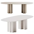Modern Contemporary Dining Table With Oval White Top And Stylish Metal Legs