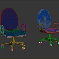 Modern Blue Office Chairs With Patterned Design Armrests And Wheeled Base 3d model