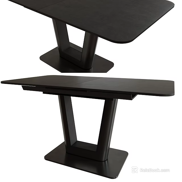 Modern Black Dining Table With Unique Geometric Leg Structure And Sleek Minimalist Design 3d model