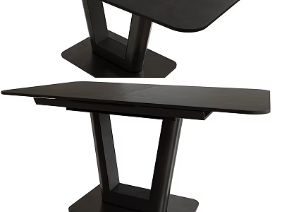 Modern Black Dining Table With Unique Geometric Leg Structure And Sleek Minimalist Design 3d model