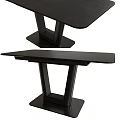 Modern Black Dining Table With Unique Geometric Leg Structure And Sleek Minimalist Design 3d model