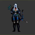 Blue Skinned White Haired Archer Game And Movie Character With Bow Arrows And Ornate Outfit