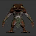 Fantasy Frog Like Animal With Humanoid Limbs Moss Covered Body And Large Eyes