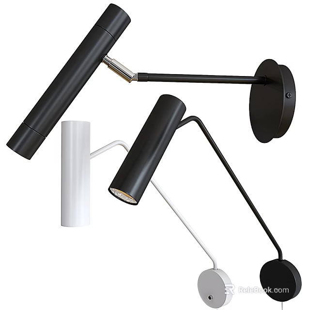 Modern Indoor Wall Lamps With Adjustable Arms And Black White Minimalist Styles 3d model 