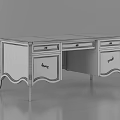 Elegant Wooden Desk With Curved Legs Metal Accents And Storage Drawers