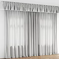 White Modern Curtains With Soft Texture For Living Room Window Decor 3d model