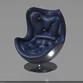 Stylish Blue Curved Velvet Chair With Padded Seat And Metal Base