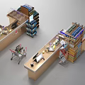 Well Organized Supermarket Department Store With Checkout Counters Shopping Carts And Stocked Shelves