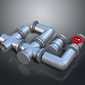 Silver Home Plumbing Fittings With Multiple Elbows Tees And Red Knob