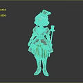 Festive Woman In Red Coat With Green Striped Skirt Gold Decorations And Black Top Hat