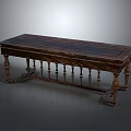 Vintage Wooden Table Featuring Carved Legs Detailed Railings And Classic Design